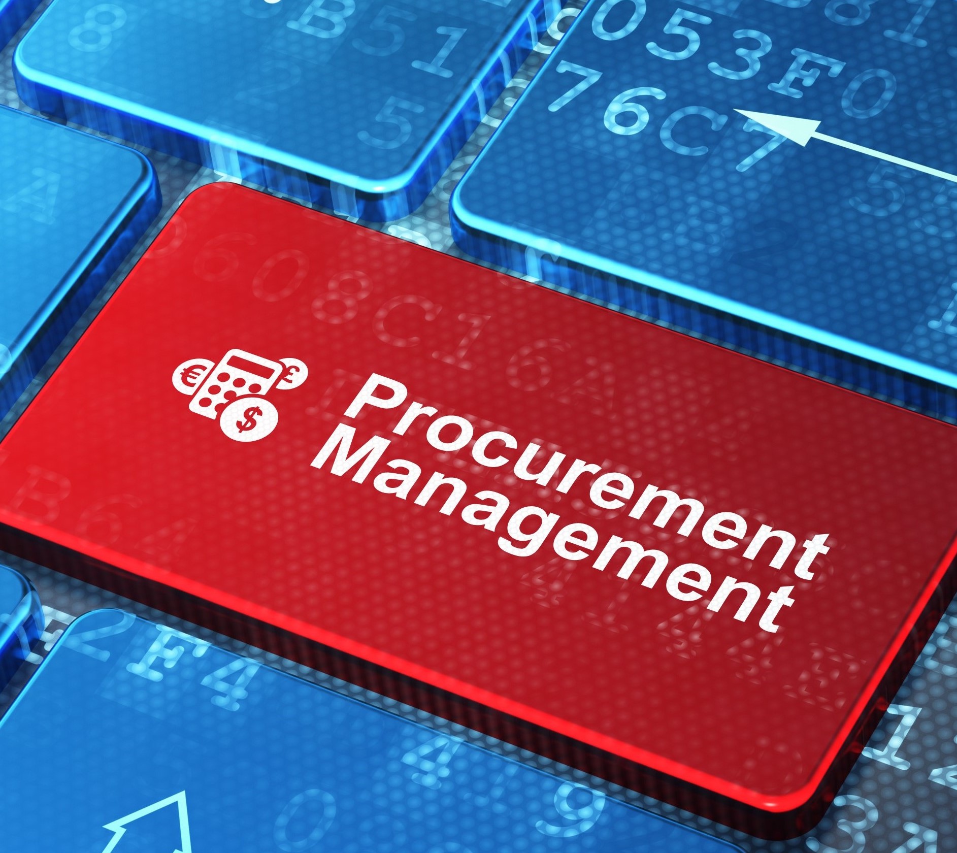 Finance concept: Calculator and Procurement Management on comput